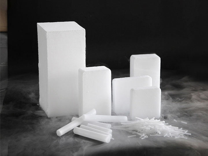 Dry ice pellets and blocks