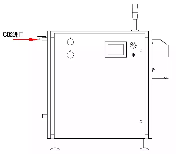 La figura muestra la ubicación para conectar el cilindro de gas.
